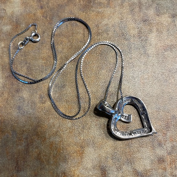 14KWG Baguette Diamond 20” Pendant - Picture 2 of 4